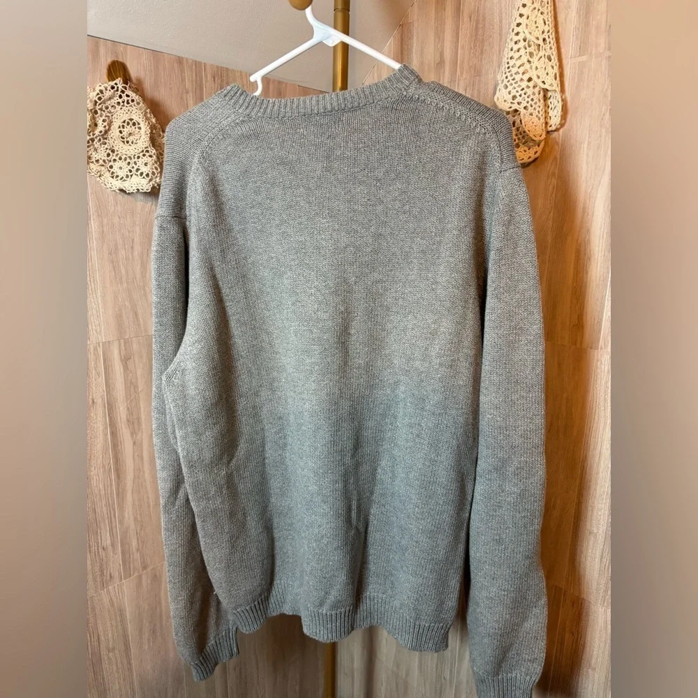 Eddie Bauer Men's V-Neck Gray Sweater Cotton